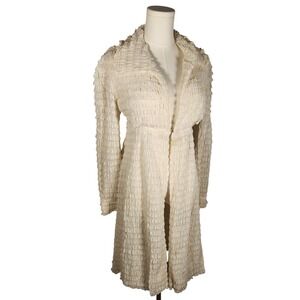 Vintage Textured Dress Coat Unique Design Long Sleeve Beige Size Unknown *READ